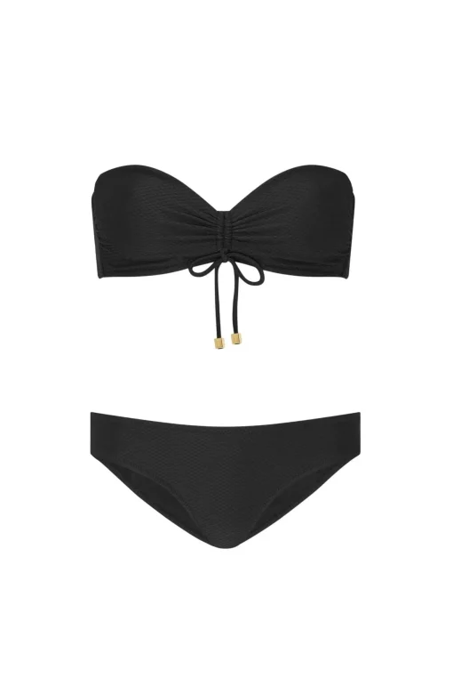 Black Ruched Bandeau Bikini