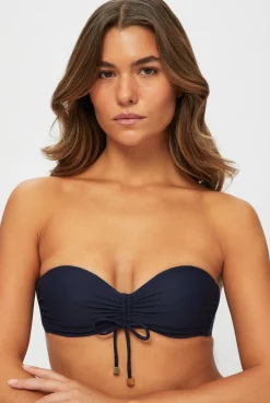 Black Ruched Bandeau Top