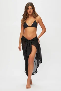 Black Tassel Trim Sarong