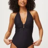 Black U-Bar Halterneck Swimsuit