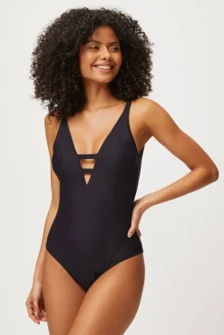 Black V-Neck Swimsuit