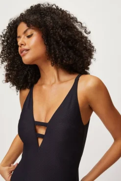 Black V-Neck Swimsuit