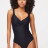 Black V-Neck Twist Swimsuit