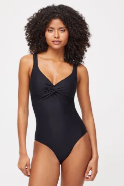 Black V-Neck Twist Swimsuit