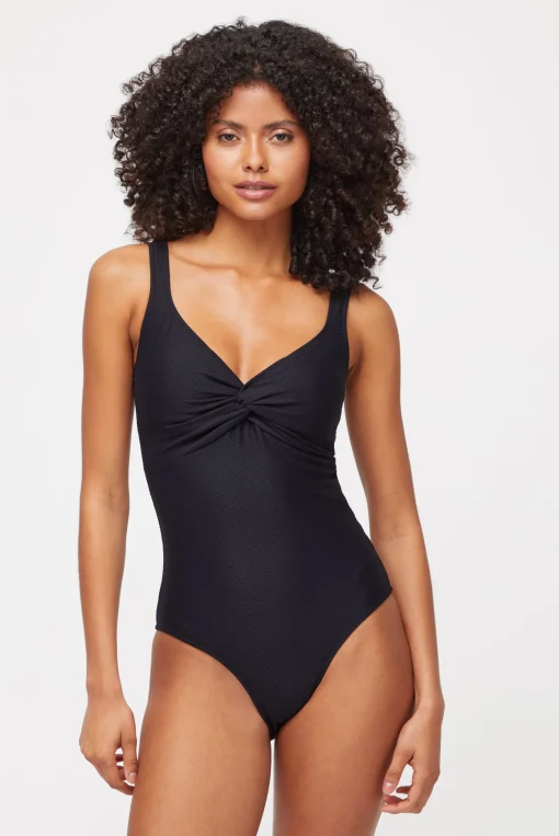 Black V-Neck Twist Swimsuit