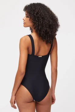 Black V-Neck Twist Swimsuit