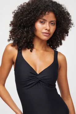 Black V-Neck Twist Swimsuit