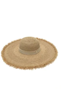 Cape Elizabeth Raffia Wide Brim Frayed Hat