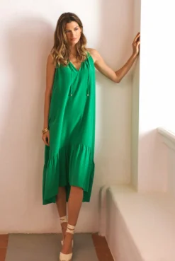 Chamarel Silk Frill Midi Dress