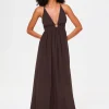 Coco Palm Silk Cross Back Maxi Dress