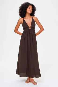 Coco Palm Silk Cross Back Maxi Dress