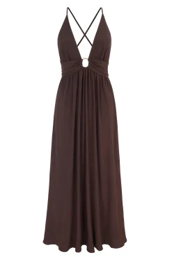 Coco Palm Silk Cross Back Maxi Dress