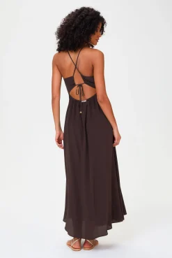 Coco Palm Silk Cross Back Maxi Dress