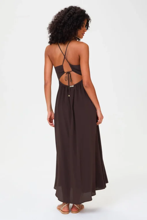 Coco Palm Silk Cross Back Maxi Dress