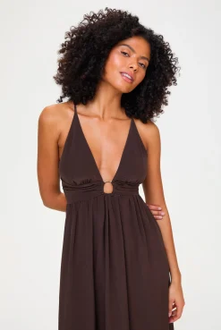 Coco Palm Silk Cross Back Maxi Dress