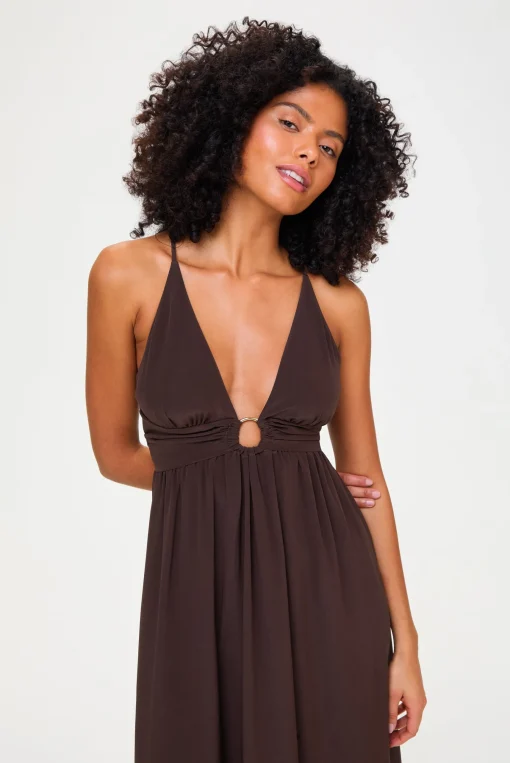 Coco Palm Silk Cross Back Maxi Dress