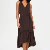 Coco Palm Silk Frill Midi Dress