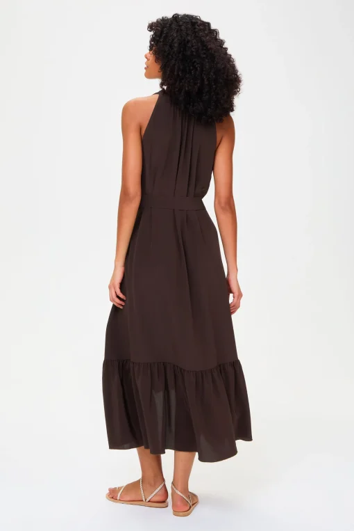 Coco Palm Silk Frill Midi Dress