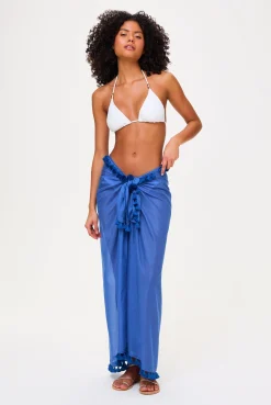 Electric Blue Tassel Trim Sarong