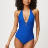 Electric Blue U-Bar Halterneck Swimsuit