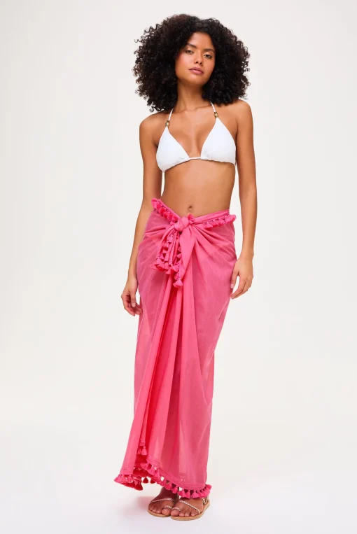 Magenta Tassel Trim Sarong