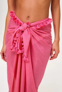 Magenta Tassel Trim Sarong