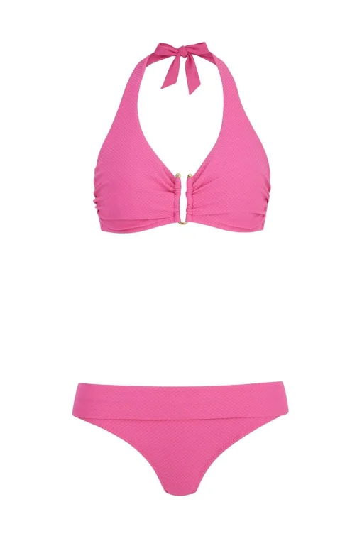 Magenta Textured U-Bar Bikini