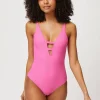 Magenta V-Neck Swimsuit