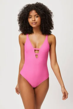 Magenta V-Neck Swimsuit