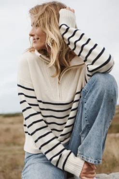 Nautical Stripe Lake Tahoe Half Zip Jumper