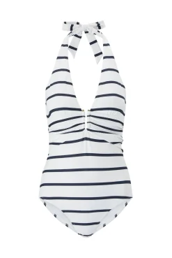 Nautical Stripe U-Bar Halterneck Swimsuit