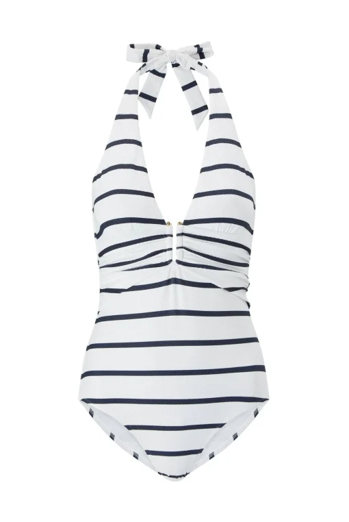 Nautical Stripe U-Bar Halterneck Swimsuit