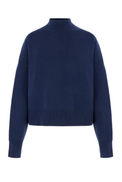 Navy Courchevel Milano Mock Neck Jumper