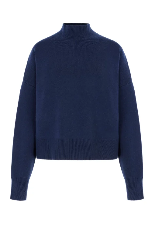Navy Courchevel Milano Mock Neck Jumper