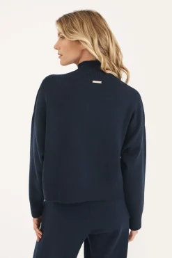 Navy Courchevel Milano Mock Neck Jumper