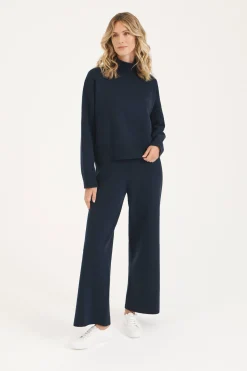 Navy Courchevel Milano Mock Neck Jumper