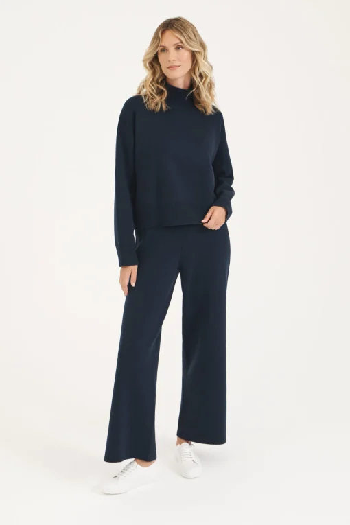 Navy Courchevel Milano Mock Neck Jumper