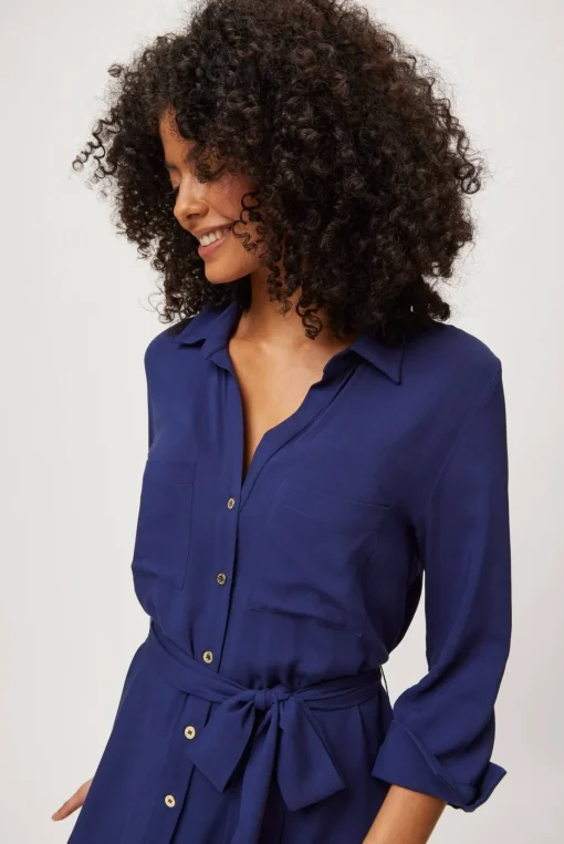 Navy Maxi Shirt Dress