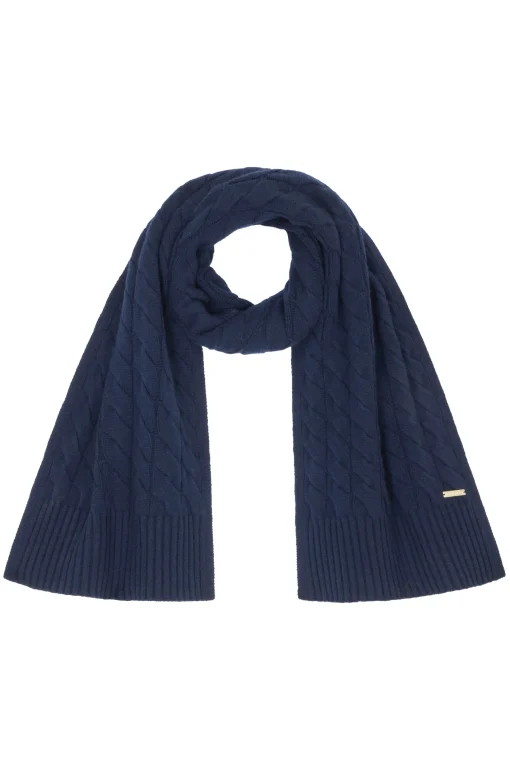 Navy Meribel Cable Knit Scarf