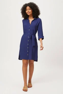 Navy Midi Shirt Dress