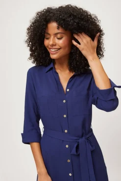 Navy Midi Shirt Dress