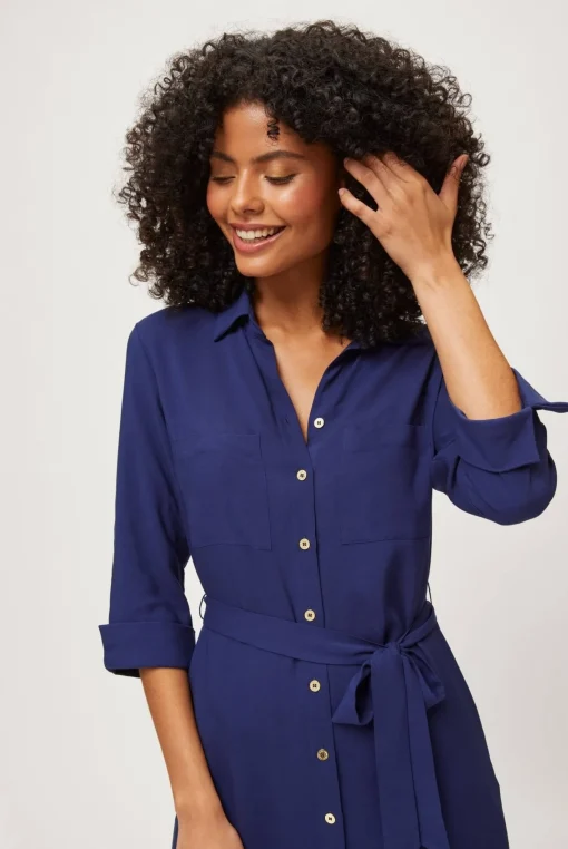 Navy Midi Shirt Dress