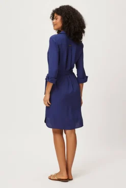 Navy Midi Shirt Dress