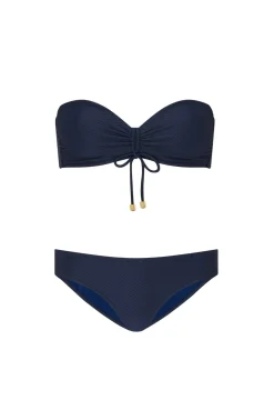 Navy Ruched Bandeau Bikini