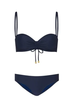 Navy Ruched Bandeau Bikini