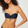 Navy Ruched Bandeau Top