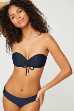 Navy Ruched Bandeau Top