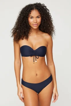 Navy Ruched Bandeau Top