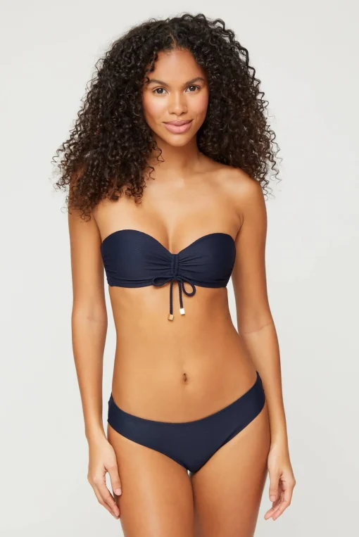 Navy Ruched Bandeau Top