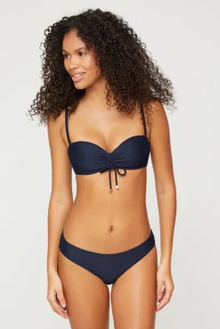 Navy Ruched Bandeau Top